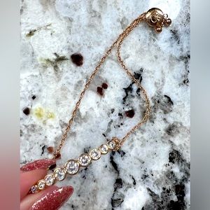 Kate Spade Full Circle Rose Gold Rhinestone Slider Bolo Bracelet